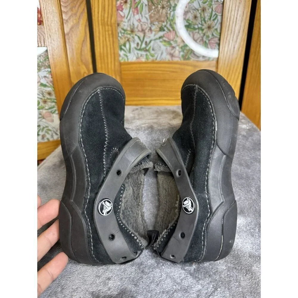 CROCS Dawson Black Suede Faux Fur Kids Unisex Shoes Child Sz C12/13 2 Pairs